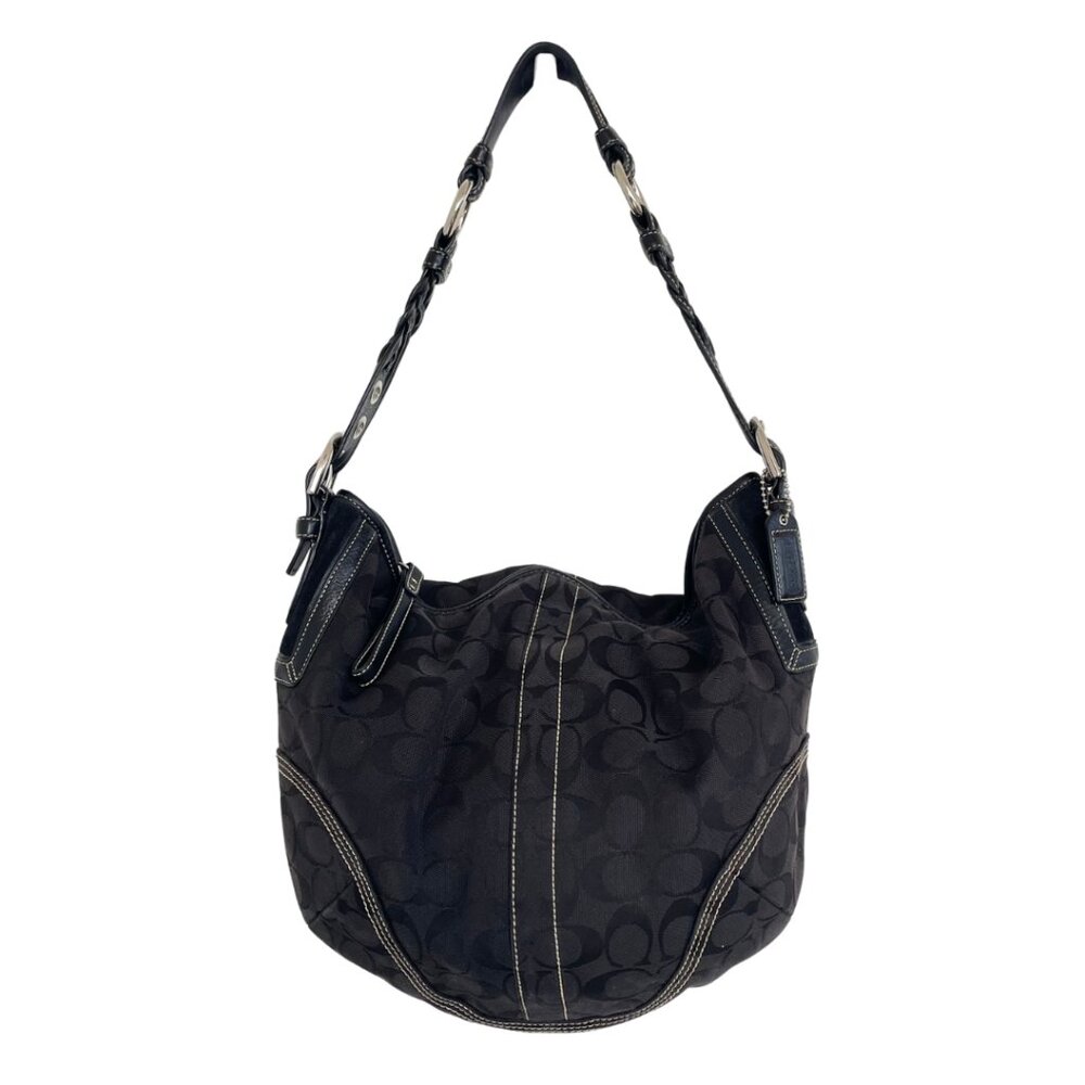 Vintage Coach Purse Hobo Signature Shoulder Bag Black Monogram 6279 Y2K - Picture 5 of 11